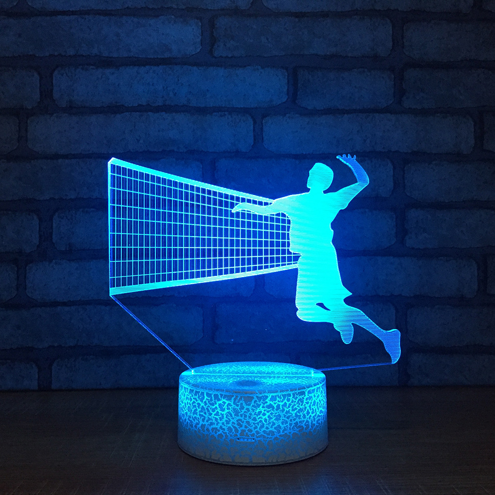 Play volleyball 3d small night light USB 7 color discoloration touch remote battery lamp creative household gifts.