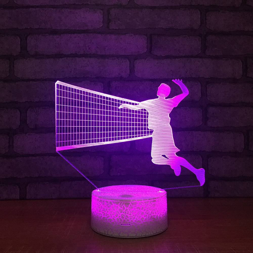 Play volleyball 3d small night light USB 7 color discoloration touch remote battery lamp creative household gifts.