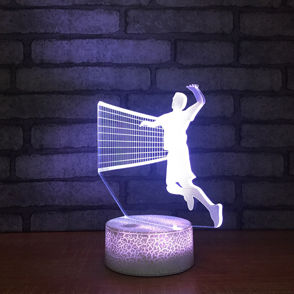 Play volleyball 3d small night light USB 7 color discoloration touch remote battery lamp creative household gifts.