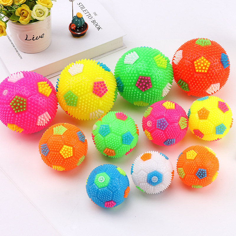 New Glowing Volleyball Elastic Ball Massage Ball Glowing Football with Whistle Acanthosphere Glowing Stall Supply Wholesale