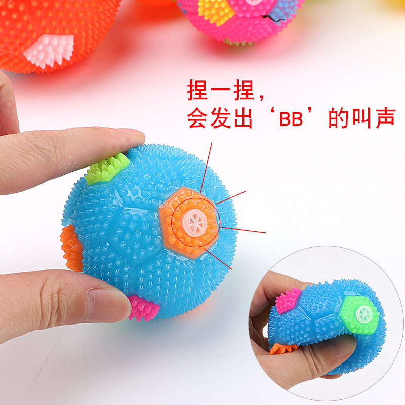 New Glowing Volleyball Elastic Ball Massage Ball Glowing Football with Whistle Acanthosphere Glowing Stall Supply Wholesale