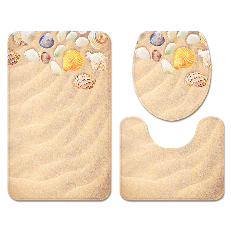 Flannel Starfish Beach Carpet Home Non-Slip U-Shaped Floor Mat Hawaiian Style Bathroom Three-Piece Factory in Stock