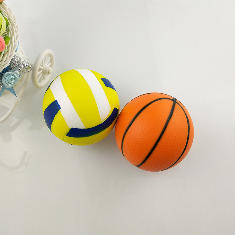 New Pu Happy Simulation Basketball Decompression Squishy Football New Exotic Stress Ball Volleyball Toy Slow Rebound