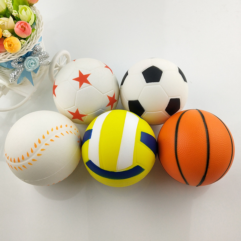 New Pu Happy Simulation Basketball Decompression Squishy Football New Exotic Stress Ball Volleyball Toy Slow Rebound