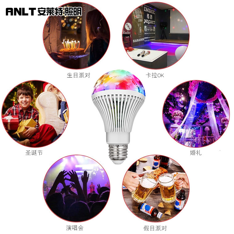 Ball Rotating Light Atmosphere Festival 3wled Colorful Rotating KTV Family Small Magic Ball Striped Colorful Magic Ball