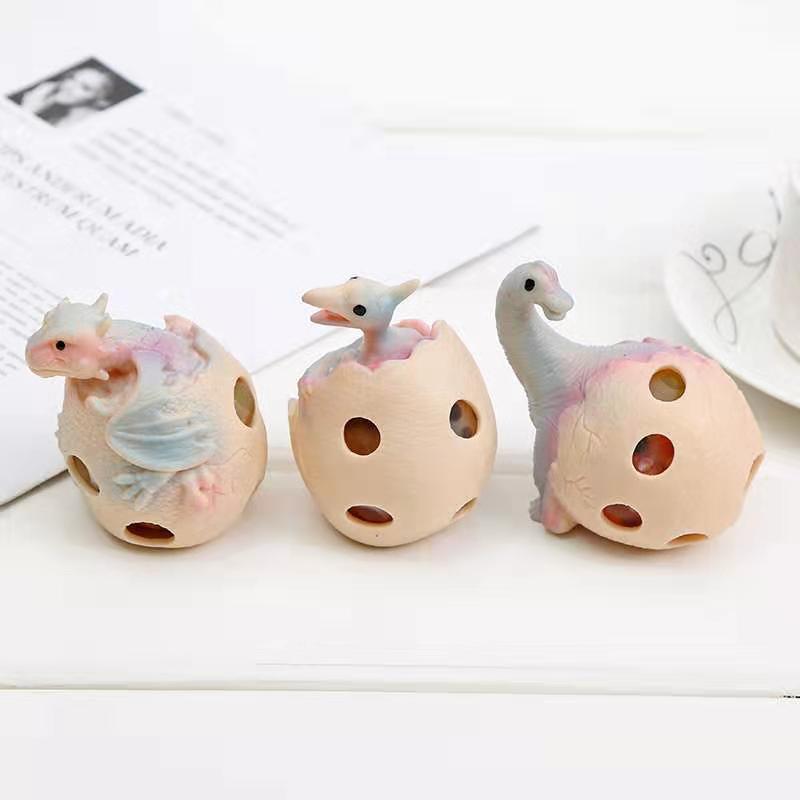 Vent Ball Hand Pinch Squeeze Colorful Beads Grape Ball Whole Person Trick Decompression Painted Dinosaur Egg Personality Compressable Musical Toy