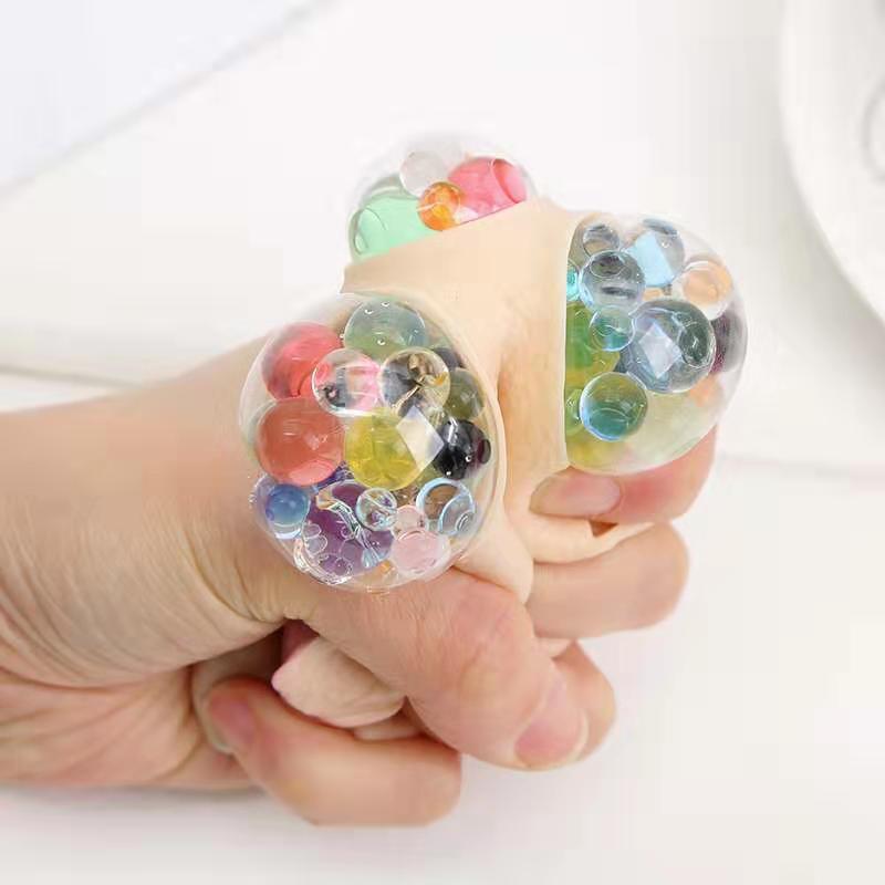 Vent Ball Hand Pinch Squeeze Colorful Beads Grape Ball Whole Person Trick Decompression Painted Dinosaur Egg Personality Compressable Musical Toy