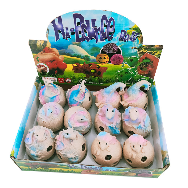 Vent Ball Hand Pinch Squeeze Colorful Beads Grape Ball Whole Person Trick Decompression Painted Dinosaur Egg Personality Compressable Musical Toy
