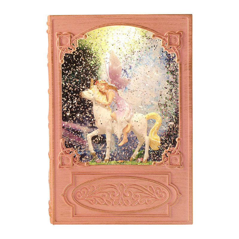 Dream Book Unicorn Princess Music Box Crystal Ball Music Box Floating Snowflake Creative Birthday Gift Handicraft