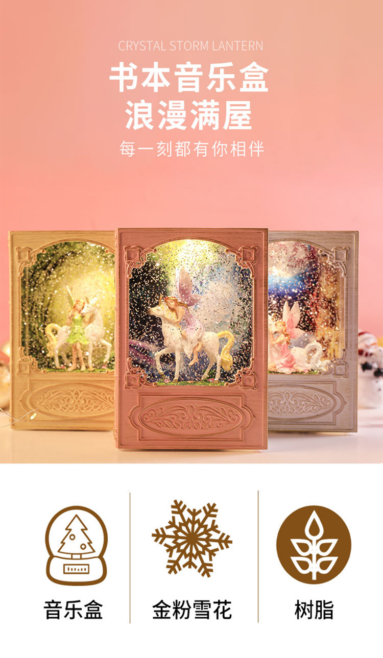 Dream Book Unicorn Princess Music Box Crystal Ball Music Box Floating Snowflake Creative Birthday Gift Handicraft Dream Book Unicorn Princess Music Box Crystal Ball Music Box Floating Snowflake Creative Birthday Gift Handicraft