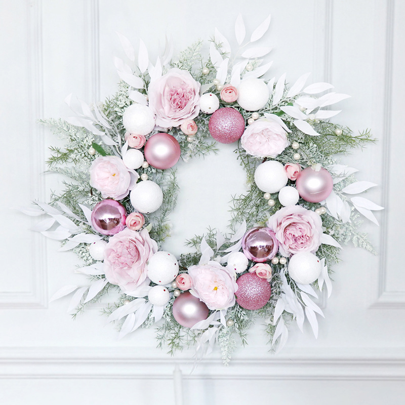 Amazon Christmas Garland Pink Christmas Ball Theme Wedding Decoration Home Door Decoration Hotel Showcase Wall Hangings