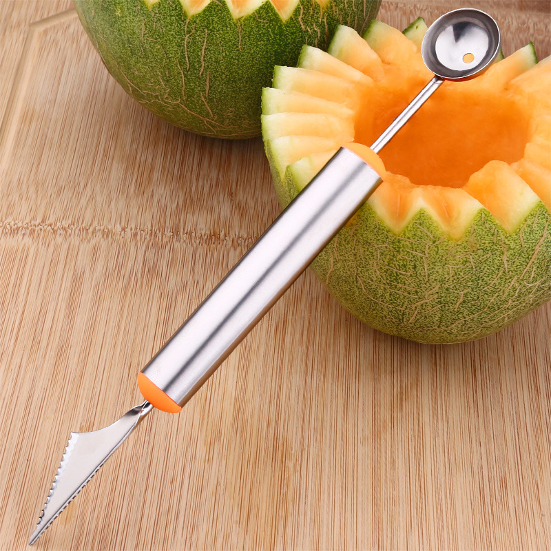 Dual Purpose FruitCuttng Device Watermelon Spoon Fruit Segmentation Ball Scoop Creative Kitchenware Fruit Carving Knife