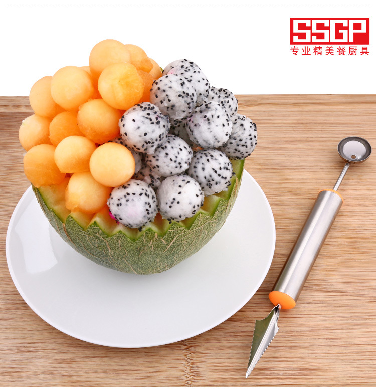 Dual Purpose FruitCuttng Device Watermelon Spoon Fruit Segmentation Ball Scoop Creative Kitchenware Fruit Carving Knife