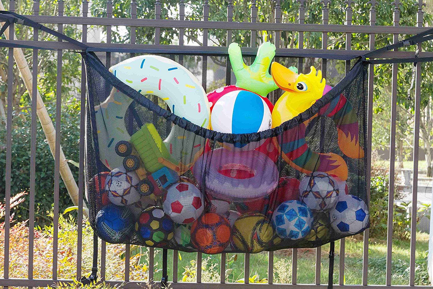 Large Capacity Swimming Pool Buggy Bag Hook Net Pocket Football Basketball Children Inflatable Toys Home Sundries Storage Net Pocket