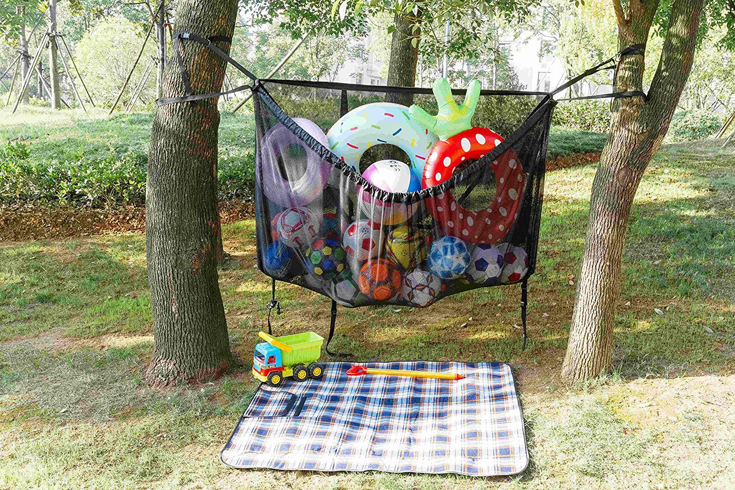 Large Capacity Swimming Pool Buggy Bag Hook Net Pocket Football Basketball Children Inflatable Toys Home Sundries Storage Net Pocket