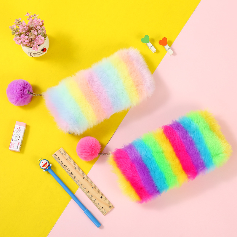 Rainbow coloured pencil bag for students large capacity stationery storage bag for ladies soft sequined pencil bag Rainbow coloured pencil bag for students large capacity stationery storage bag for ladies soft sequined pencil bag