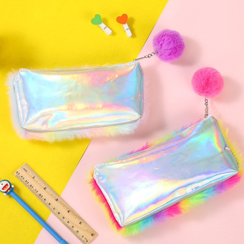 Rainbow coloured pencil bag for students large capacity stationery storage bag for ladies soft sequined pencil bag Rainbow coloured pencil bag for students large capacity stationery storage bag for ladies soft sequined pencil bag
