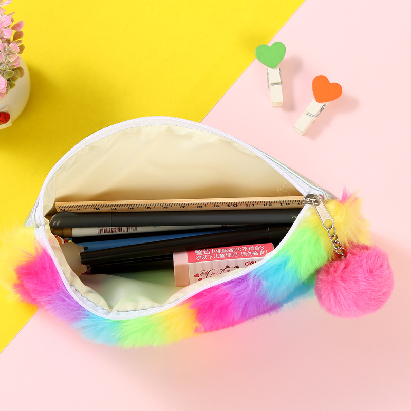 Rainbow coloured pencil bag for students large capacity stationery storage bag for ladies soft sequined pencil bag Rainbow coloured pencil bag for students large capacity stationery storage bag for ladies soft sequined pencil bag