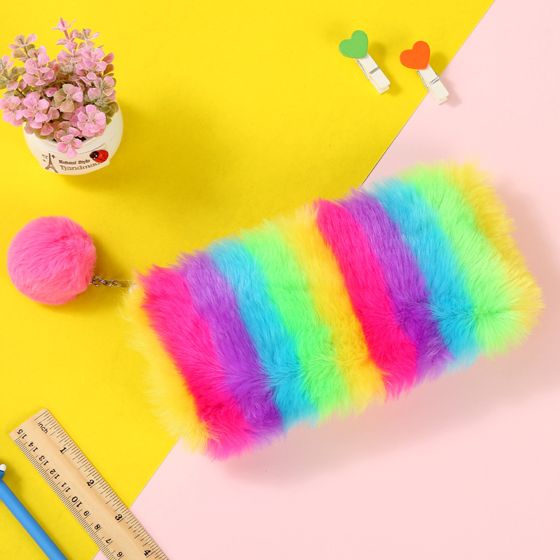 Rainbow coloured pencil bag for students large capacity stationery storage bag for ladies soft sequined pencil bag Rainbow coloured pencil bag for students large capacity stationery storage bag for ladies soft sequined pencil bag