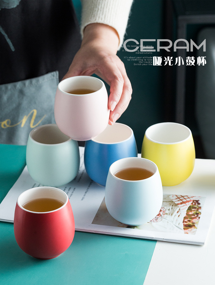 Ins Wind Coloured Glaze Ceramic Drum Cup Household Coffee Milk Cup Hotel Restaurant Small Cup One Product Dropshipping Ins Wind Coloured Glaze Ceramic Drum Cup Household Coffee Milk Cup Hotel Restaurant Small Cup One Product Dropshipping