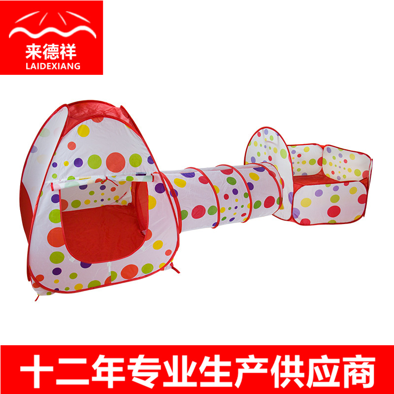 Children&#039;s Tent Three-Piece Set 3 Shooting Ball Pool Crawl Tunnel Tent House Game House 0-3 Years Old Baby Toys