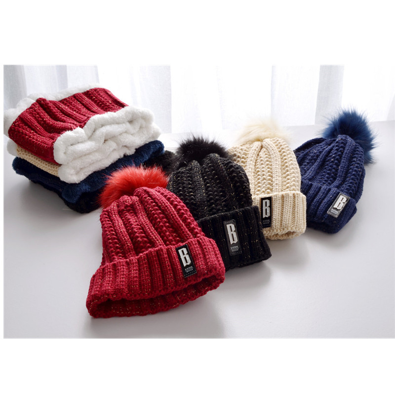 Outdoor Winter Fleece-Lined Thickened Woolen Cap Warm Ear Protection Fluffy Ball Cap Scarf Knitted Hat Suit Factory Wholesale