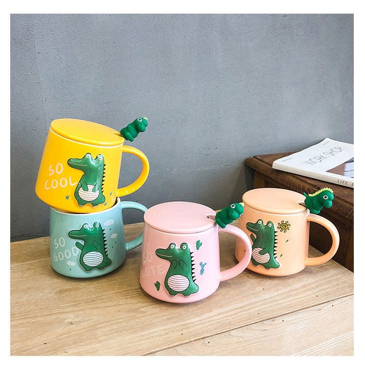 Three-dimensional Relief Dinosaur Monster Ceramic Cup Cute Cartoon Coloured Glaze Mug Office Tea Coffee Cup Three-dimensional Relief Dinosaur Monster Ceramic Cup Cute Cartoon Coloured Glaze Mug Office Tea Coffee Cup
