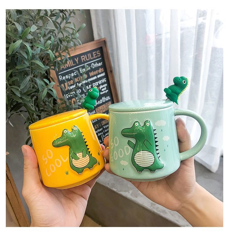 Three-dimensional Relief Dinosaur Monster Ceramic Cup Cute Cartoon Coloured Glaze Mug Office Tea Coffee Cup Three-dimensional Relief Dinosaur Monster Ceramic Cup Cute Cartoon Coloured Glaze Mug Office Tea Coffee Cup