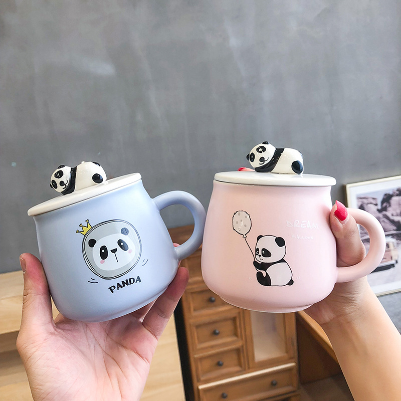 Three-dimensional Cartoon Panda Coloured Glaze Ceramic Cup Cute Cup Men and Women Students Ins Artistic Hipster Mug