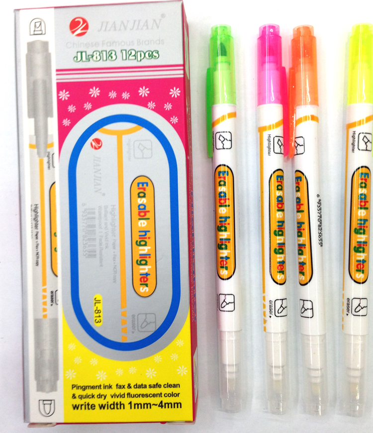 Highlighters, markers, dry erase markers, gel pens, fountain pen