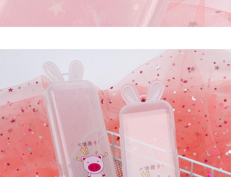 Korean Stationery Fashion Rabbit Shape Transparent Pp Pencil Box Simple Students' Supplies Stationery Box Pencil Box Storage Box