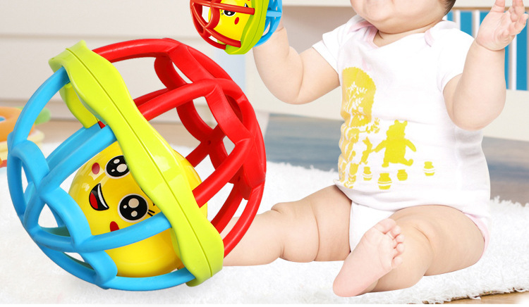 Baby Baby Teether Educational Soft Rubber Colorful Hand Grip Rolling Ball Fitness Ball Learning Climbing Intelligence Development Toys Cross-Border