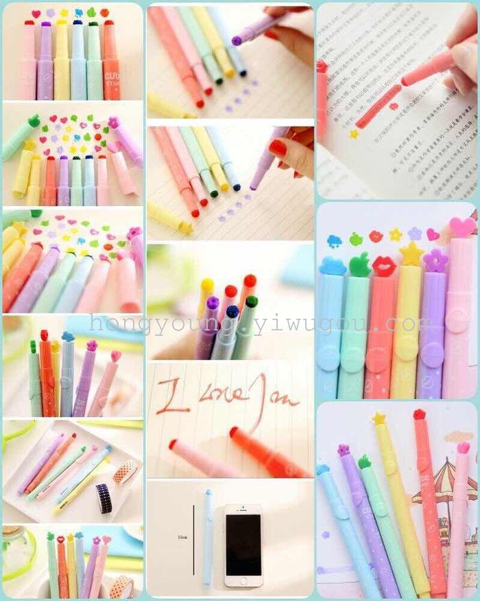 South Korea stationery lovely stamp highlighter jelly candy color mark pen creative color pencil
