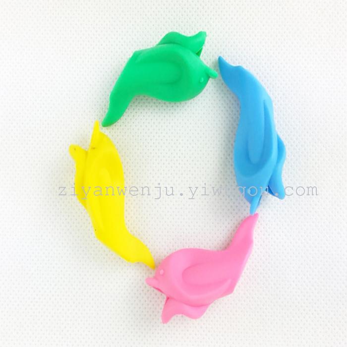 High Quality Dolphin Appearance Pencil Grip Silicone Soft Material Pencil Pen Sleeve Posture Correction Pencil Grip Wholesale Group Purchase