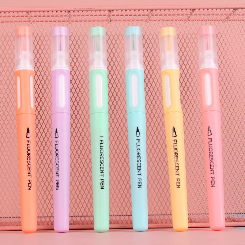 6 Colors Watercolor Soft Head Fluorescent Pen Color Pencil Soft Pointed Head Marker Marking Pen Bolun Bolun
