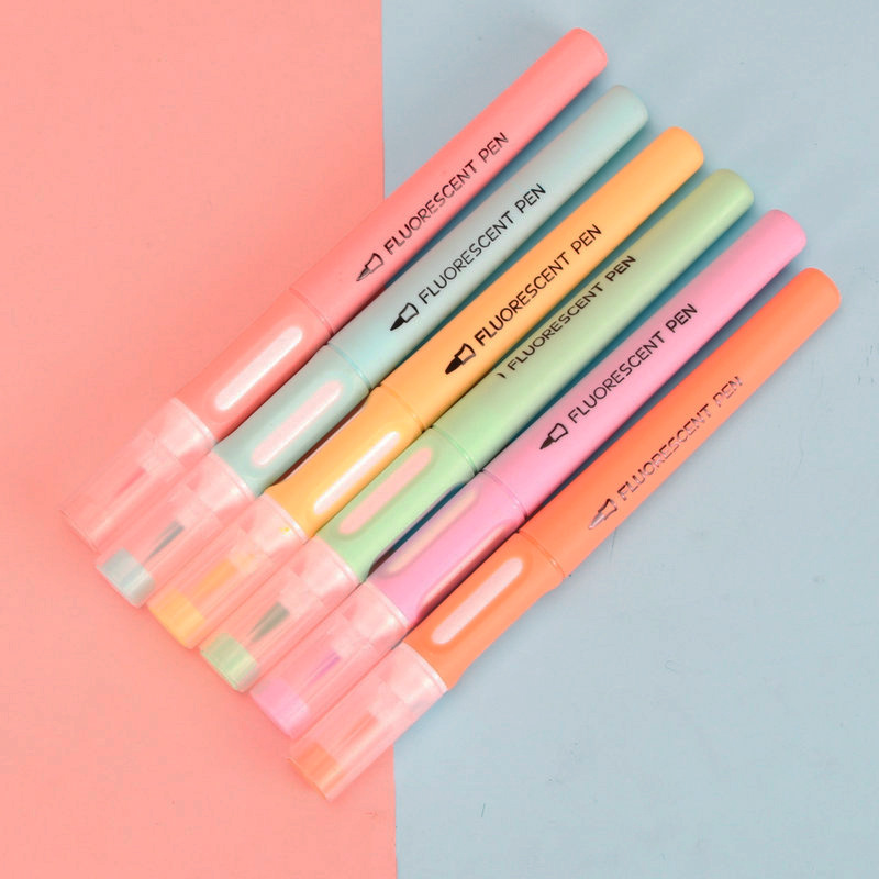 6 Colors Watercolor Soft Head Fluorescent Pen Color Pencil Soft Pointed Head Marker Marking Pen Bolun Bolun