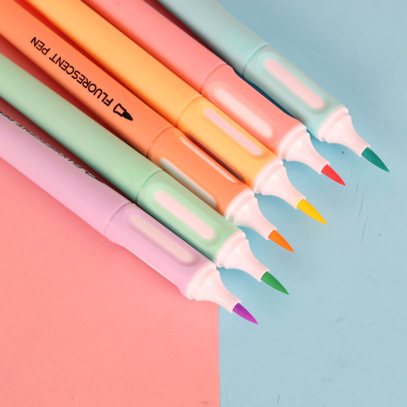 6 Colors Watercolor Soft Head Fluorescent Pen Color Pencil Soft Pointed Head Marker Marking Pen Bolun Bolun