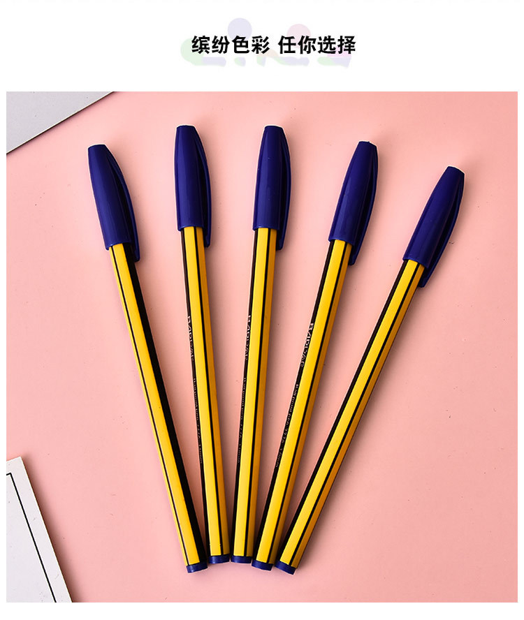Foreign Trade Simple Ballpoint Pen Imitation Pencil Insert Plastic Rod Ballpoint Pen Custom Logo Advertising Marker Wholesale