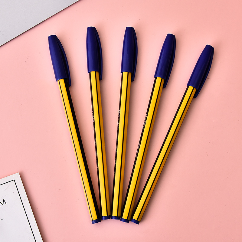 Foreign Trade Simple Ballpoint Pen Imitation Pencil Insert Plastic Rod Ballpoint Pen Custom Logo Advertising Marker Wholesale