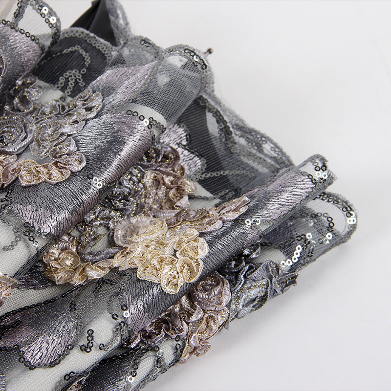 Aurora Factory Wholesale Embroidered Lace 1812 Double-Layer Black Glue UV-Proof Two-Fold Sun Umbrella Sun Umbrella