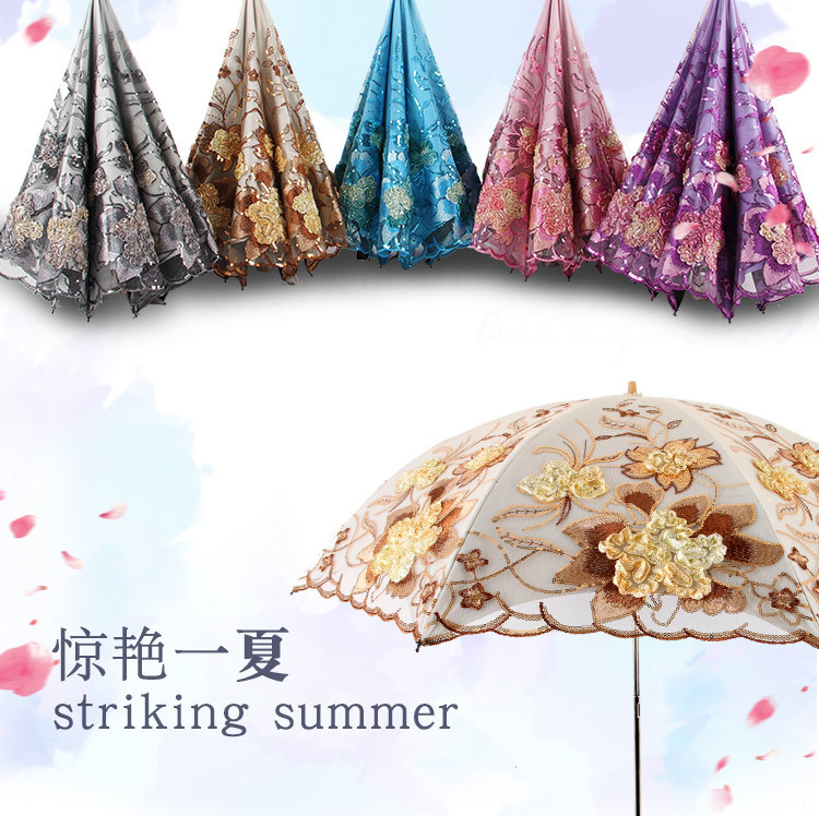 Aurora Factory Wholesale Embroidered Lace 1812 Double-Layer Black Glue UV-Proof Two-Fold Sun Umbrella Sun Umbrella Aurora Factory Wholesale Embroidered Lace 1812 Double-Layer Black Glue UV-Proof Two-Fold Sun Umbrella Sun Umbrella