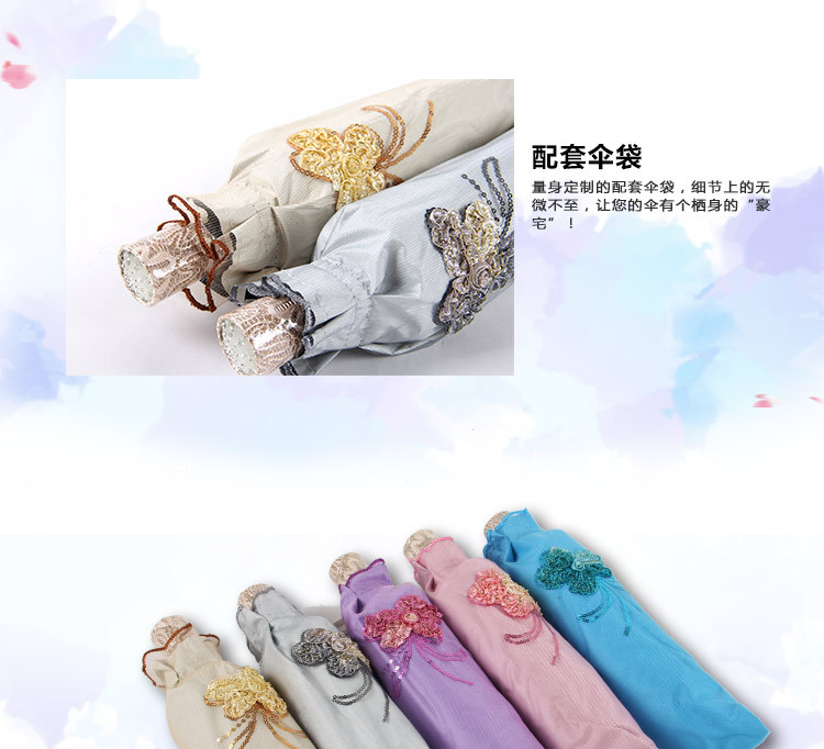 Aurora Factory Wholesale Embroidered Lace 1812 Double-Layer Black Glue UV-Proof Two-Fold Sun Umbrella Sun Umbrella Aurora Factory Wholesale Embroidered Lace 1812 Double-Layer Black Glue UV-Proof Two-Fold Sun Umbrella Sun Umbrella