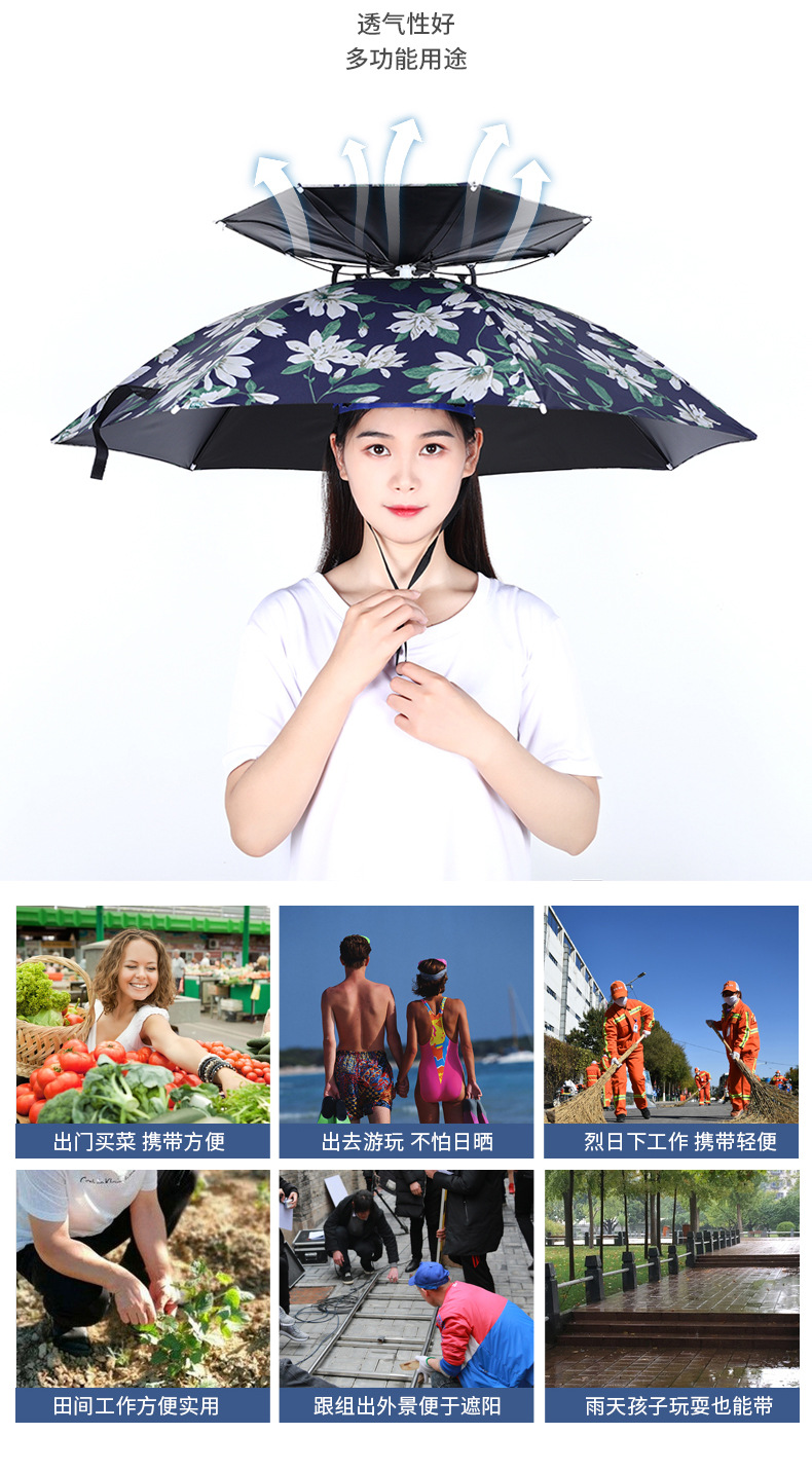 Head-Mounted Umbrella Hat UV-Proof Umbrella Cap Men Large Size Double-Layer Rain-Proof Fishman Umbrella Hat Hat Umbrella Head-Mounted Umbrella Hat UV-Proof Umbrella Cap Men Large Size Double-Layer Rain-Proof Fishman Umbrella Hat Hat Umbrella
