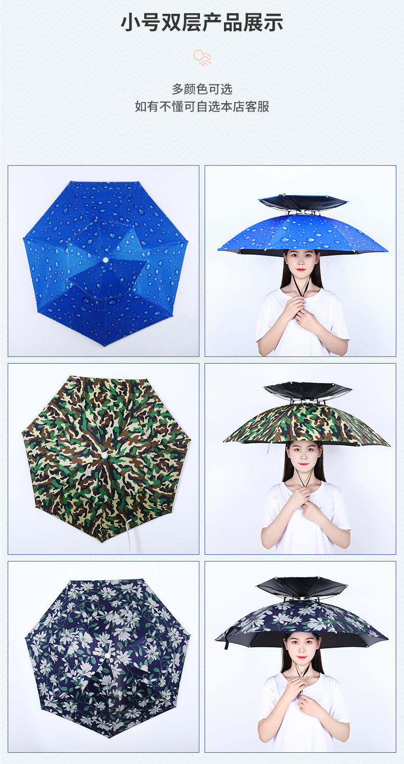 Head-Mounted Umbrella Hat UV-Proof Umbrella Cap Men Large Size Double-Layer Rain-Proof Fishman Umbrella Hat Hat Umbrella Head-Mounted Umbrella Hat UV-Proof Umbrella Cap Men Large Size Double-Layer Rain-Proof Fishman Umbrella Hat Hat Umbrella