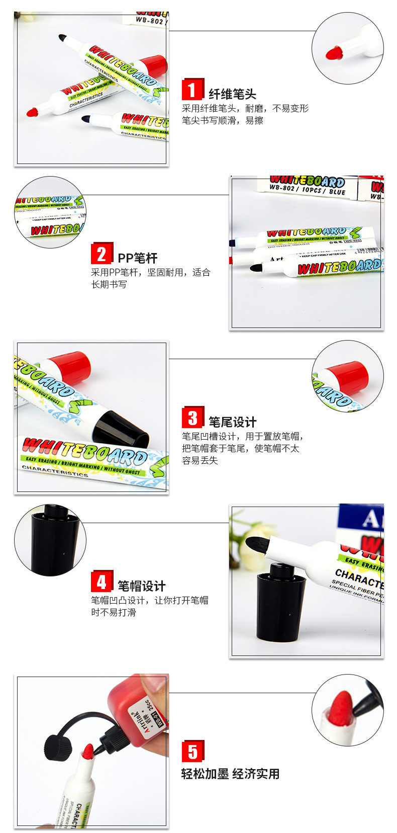 wb802 whiteboard pen environmental protection non-toxic ink mark clear easy to add ink large capacity student office pen wb802 whiteboard pen environmental protection non-toxic ink mark clear easy to add ink large capacity student office pen