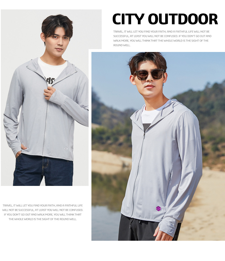 Summer Ice Silk Sun Protection Clothing Women's UV-Proof Thin Breathable Outdoor UPF50 + Sun-Proof Skin Windbreaker Men's Group Purchase Summer Ice Silk Sun Protection Clothing Women's UV-Proof Thin Breathable Outdoor UPF50 + Sun-Proof Skin Windbreaker Men's Group Purchase
