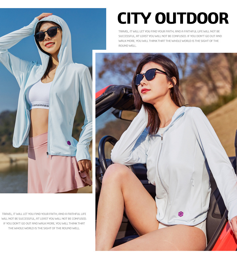 Summer Ice Silk Sun Protection Clothing Women's UV-Proof Thin Breathable Outdoor UPF50 + Sun-Proof Skin Windbreaker Men's Group Purchase Summer Ice Silk Sun Protection Clothing Women's UV-Proof Thin Breathable Outdoor UPF50 + Sun-Proof Skin Windbreaker Men's Group Purchase