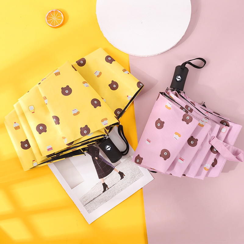 Full-Automatic Brown Bear Sun Protection UV-Proof Sunshade Men&#039;s and Women&#039;s Dual-Use Logo Printing Advertising Umbrella