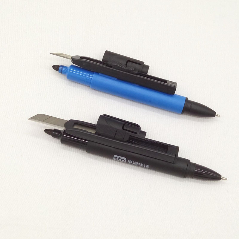 Utility knife + ballpoint pen + marker combination express logistics dedicated marker LOGO