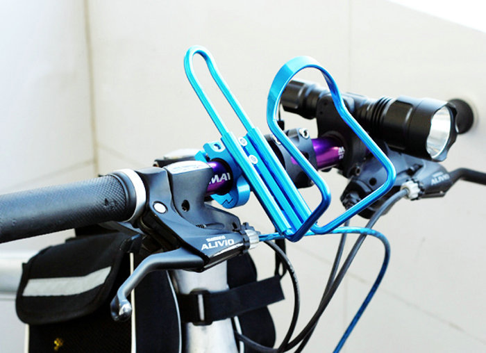 Bike Bicycle Handlebar Aluminum Alloy Water Bottle Holder Cages + Adapter Bike Bicycle Handlebar Aluminum Alloy Water Bottle Holder Cages + Adapter